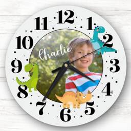 Dinosaur Boys Photo Frame Dinos Personalised Gift Clock