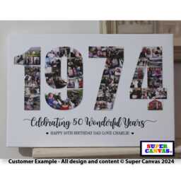1975 Birth Year 50Th Birthday Golden Wedding Anniversary Framed Picture Photo Collage Canvas Print Husband Wife Grandad Mum Dad Gift - thumbnail 2