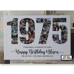 1975 Birth Year 50Th Birthday Golden Wedding Anniversary Framed Picture Photo Collage Canvas Print Husband Wife Grandad Mum Dad Gift - thumbnail 1