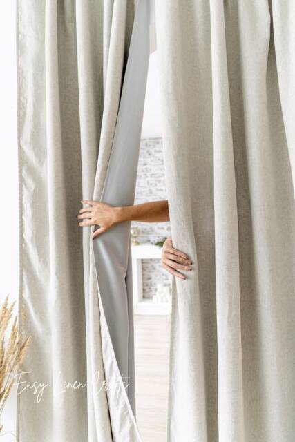 Linen Blackout Curtain, Custom Darkening Window Curtain For Nursery, Bedroom, Living Room, Drapery - 1 Panel - image 1