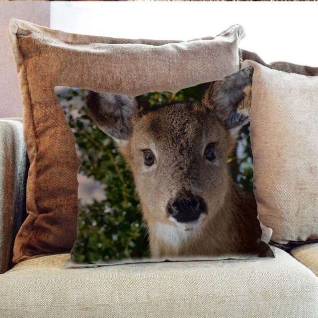 Deer Doe Baby Woodland Animal Photography - Decorative Pillow Throw Cushion Fabric , Case Cover Or With Filling