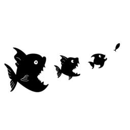 Piranha Food Chain - Wall Decal Custom Vinyl Art Stickers - thumbnail 3
