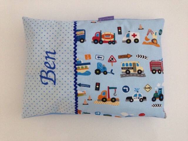 "Personalized Baby Pillow ""Blue Car" - image 1