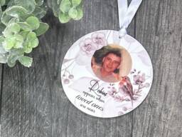 Memory in Heaven Christmas Personalised Photo Robin Dad Mum Son Daughter Gift Present Keepsake Novelty Bauble Tree Xmas - thumbnail 1