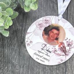Memory in Heaven Christmas Personalised Photo Robin Dad Mum Son Daughter Gift Present Keepsake Novelty Bauble Tree Xmas - thumbnail 2