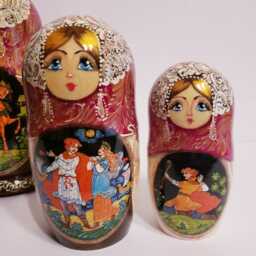 Pushkin Fairy Tale Nesting Dolls - 7 Piece Hand-Painted Russian Matryoshka Set, Literary Folk Art Gift - thumbnail 4