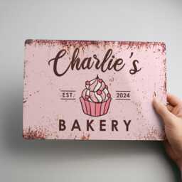 Personalised Bakery Metal Sign - Custom Cake Shop Wall Art Kitchen Decor - A5, A4, A3 - thumbnail 3