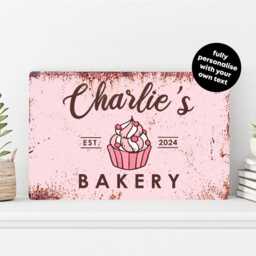 Personalised Bakery Metal Sign - Custom Cake Shop Wall Art Kitchen Decor - A5, A4, A3 - thumbnail 2
