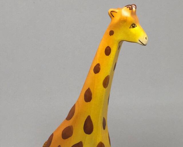 Toy Giraffe Wooden Brown Orange Colourful Standing Size 11, 5X 20, 0 X 2, 5 cm - Bxhxs Approx. 110 Gr - image 1