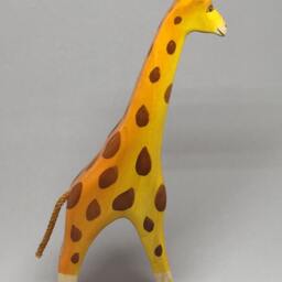 Toy Giraffe Wooden Brown Orange Colourful Standing Size 11, 5X 20, 0 X 2, 5 cm - Bxhxs Approx. 110 Gr - thumbnail 2