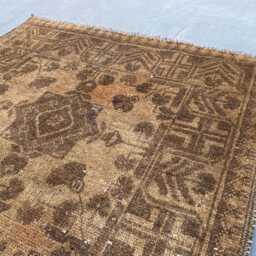 Terracotta Faded Afghan Handmade Rug, 2.4x4 Ft, Kids Room Mini Area Wool Rug - thumbnail 3