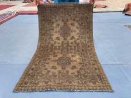 Terracotta Faded Afghan Handmade Rug, 2.4x4 Ft, Kids Room Mini Area Wool Rug