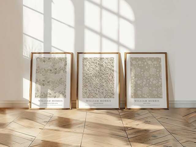 Beige Wall Art Print William Morris Prints Neutral Living Room Bedroom Poster Floral - image 1
