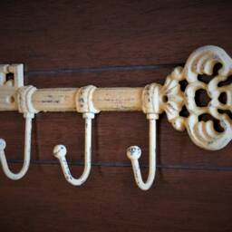 Rustic Key Holder Shabby Chic Skeleton Rack, Entrance Wall Decor - thumbnail 3