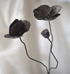 Poppy Bouquet, Metal Flowers, Iron Sculpture, Original Art By The Steel Style Things, 6Th Anniversary