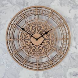 Wooden Wall Clock Silent Non Ticking Roman Numerals 30cm Oak Ornament Gift - thumbnail 3