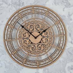 Wooden Wall Clock Silent Non Ticking Roman Numerals 30cm Oak Ornament Gift - thumbnail 2