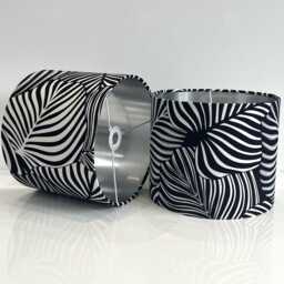 Handmade By Order Luxury Black & White Large Leaf Patterned Drum Velvet Lamp Shade Pendant Light All Shapes Sizes Available - thumbnail 3