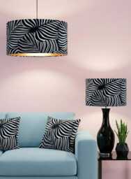 Handmade By Order Luxury Black & White Large Leaf Patterned Drum Velvet Lamp Shade Pendant Light All Shapes Sizes Available