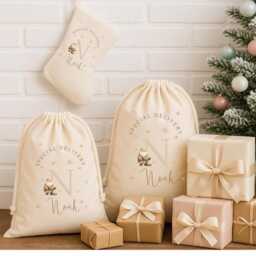 Custom Initials Sack Personalized Christmas & Stockings Gift Bags First Name Tag Initial Eve Bag - thumbnail 1