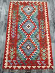 Classic Rug, Handmade Artisan Afghan Turkish Scandinavian Navajo Bohemian Wool Flatweave Multicolour Kilim Rug 155x93 cm - thumbnail 1