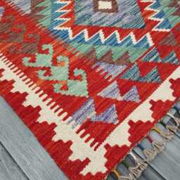 Classic Rug, Handmade Artisan Afghan Turkish Scandinavian Navajo Bohemian Wool Flatweave Multicolour Kilim Rug 155x93 cm - thumbnail 2