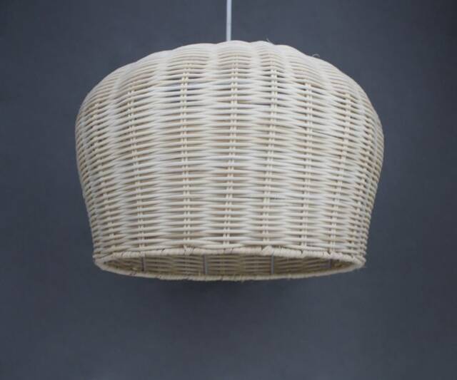 "Hat-Shaped Rattan Pendant Light, Ceiling Light Fixture, Room Lighting, Lampshade Size W13.7"" By H 8.4" - image 1
