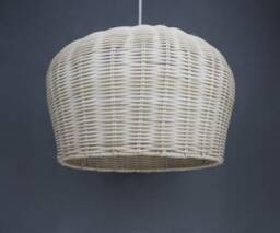 "Hat-Shaped Rattan Pendant Light, Ceiling Light Fixture, Room Lighting, Lampshade Size W13.7"" By H 8.4"