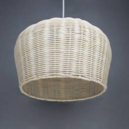 "Hat-Shaped Rattan Pendant Light, Ceiling Light Fixture, Room Lighting, Lampshade Size W13.7"" By H 8.4" - thumbnail 2