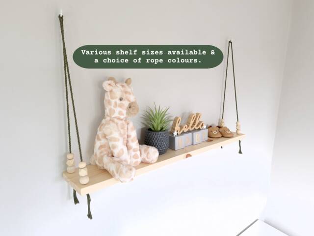Pine Nursery Shelves, Shelf With Clothes Rail, Baby Shelf, Rope Decor, Gift, Shelves For - image 1