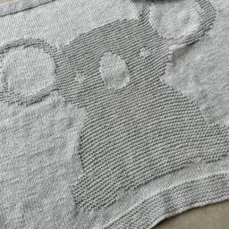 Baby Hand Knitted Blanket & Hat - Koala Grey