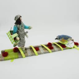 Woman & Bird Paper Mache Needle Felt Sculptures - thumbnail 3