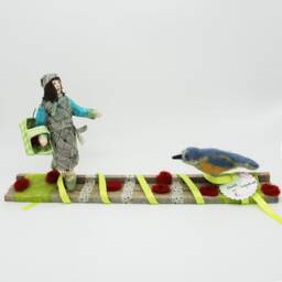 Woman & Bird Paper Mache Needle Felt Sculptures - thumbnail 1