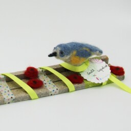 Woman & Bird Paper Mache Needle Felt Sculptures - thumbnail 4