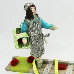 Woman & Bird Paper Mache Needle Felt Sculptures - thumbnail 2