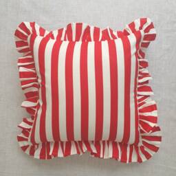Bohemian Linen Ruffle Pillow Cover Striped Frill Edge - thumbnail 2