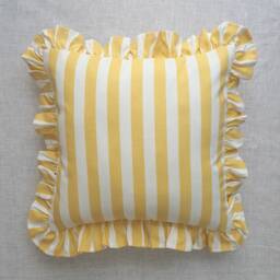 Bohemian Linen Ruffle Pillow Cover Striped Frill Edge - thumbnail 3