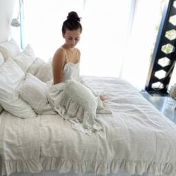 Linen Duvet Cover . Linen Bedding Set Shabby Chic Linen Ruffled Duvet Cover With Ruffles. Softened & Washed Linen. Mooshop - thumbnail 2