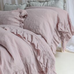 Linen Duvet Cover . Linen Bedding Set Shabby Chic Linen Ruffled Duvet Cover With Ruffles. Softened & Washed Linen. Mooshop - thumbnail 4