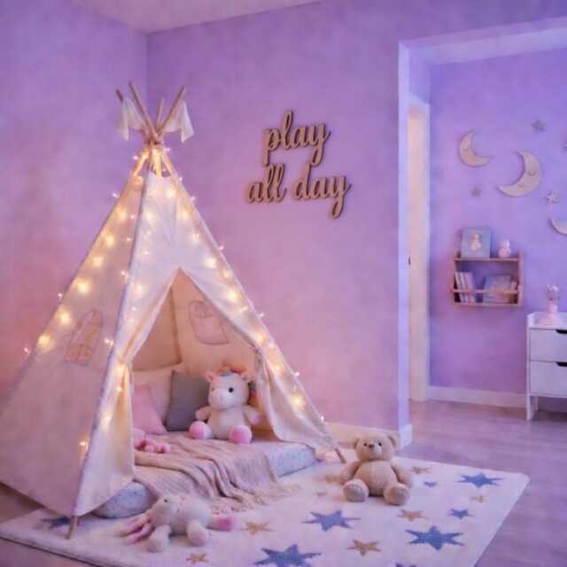 Play All Day Wooden Wall Sign Scandinavian Kids Room Decor - image 1