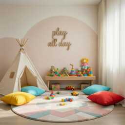 Play All Day Wooden Wall Sign Scandinavian Kids Room Decor - thumbnail 2