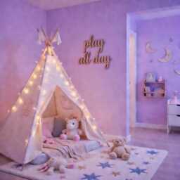 Play All Day Wooden Wall Sign Scandinavian Kids Room Decor - thumbnail 1