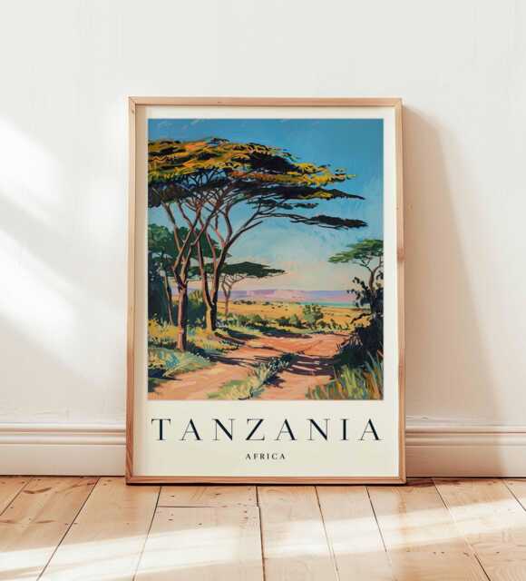 Tanzania Travel Poster Kilimanjaro, Safari, Africa Wall Art - image 1