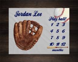 Baseball Milestone Blanket Monthly Growth Tracker Soft Fleece Sports Baby Shower Gift Newborn Watch Me Grow Boy