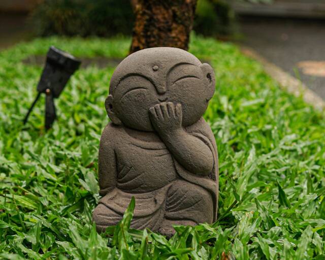 Laughing Jizo 8 Inch/20 cm, Buddha Sculpture, Home Decor, Gift For Mom, Zen Buddha, Children Guardian, Traveler Guardian - image 1