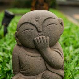 Laughing Jizo 8 Inch/20 cm, Buddha Sculpture, Home Decor, Gift For Mom, Zen Buddha, Children Guardian, Traveler Guardian - thumbnail 2