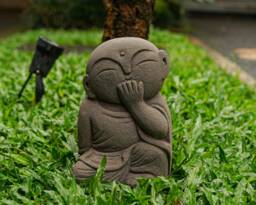 Laughing Jizo 8 Inch/20 cm, Buddha Sculpture, Home Decor, Gift For Mom, Zen Buddha, Children Guardian, Traveler Guardian - thumbnail 1