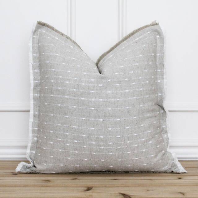 Natural Dotted Fringe Pillow Cover 20 X 26 Neutral Layering Decorative Throw - image 1