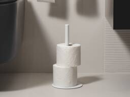 Freestanding Toilet Paper Holder - Matte White Bathroom Storage Stand - Holds 3 Rolls Elpo