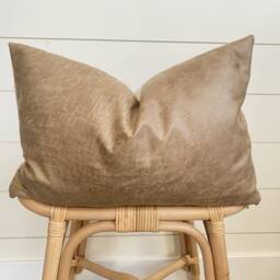Montana -- Whiskey Faux Leather Pillow Cover ??? Brown Throw Lumbar - thumbnail 3